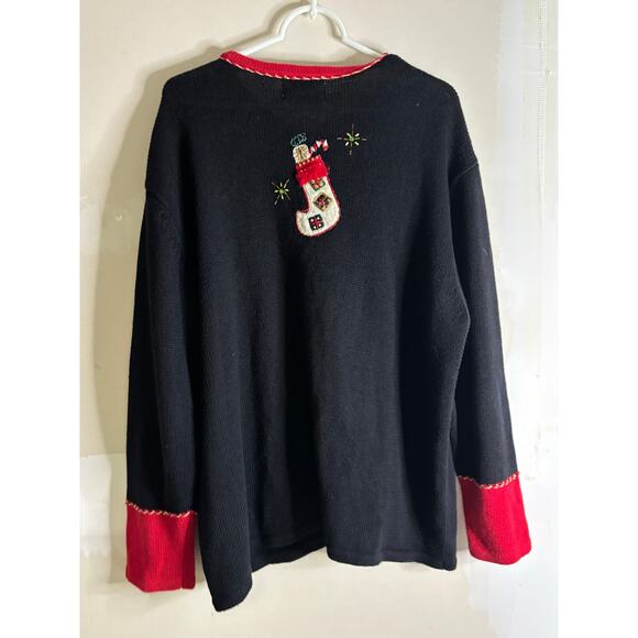 Fabulous Vintage Ugly Christmas Sweater Heirloom Collectibles Stockings Sz XL - Picture 7 of 8